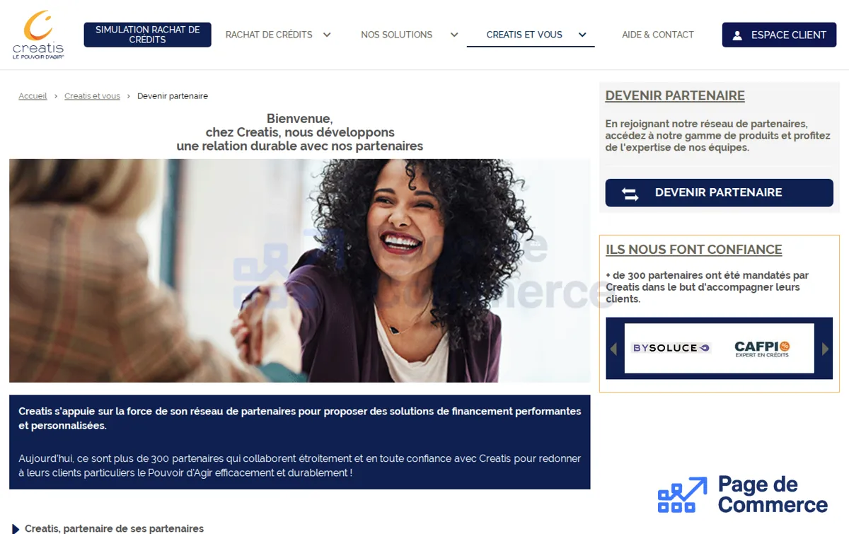 Capture : Devenir partenaire - Creatis